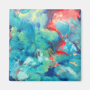 Aimant Peinture Acrylique Turquoise L'Art Abstrait
