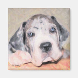 Aimant Peinture : chiot Dane