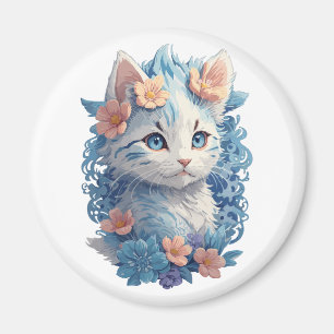 Aimant Peinture d'aquarelle de chat mignonne avec éclabou