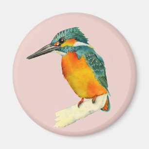 Aimant Peinture d'aquarelle d'oiseau de martin-pêcheur