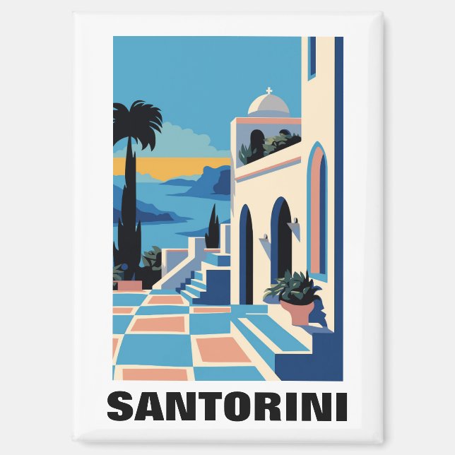 Aimant Peinture d'architecture colorée de Santorin Grèce (Recto)