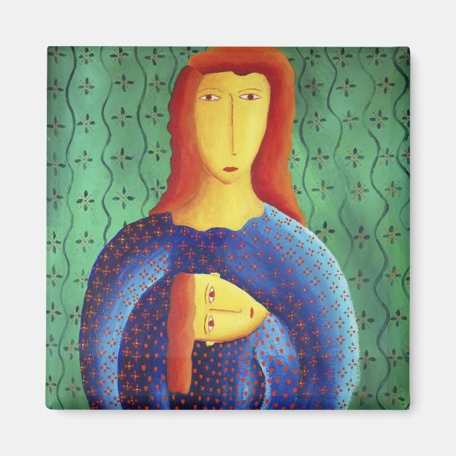 Aimant Peinture D'Art Contemporain Mère Et Fille (Devant)
