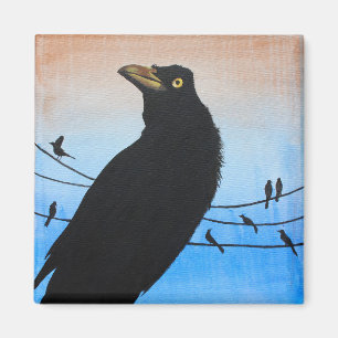 Aimant Peinture de faune de nature d'oiseau de Grackle