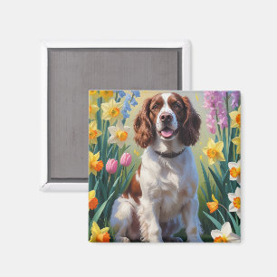 Aimant Peinture de fleurs printanières de Springer Spanie
