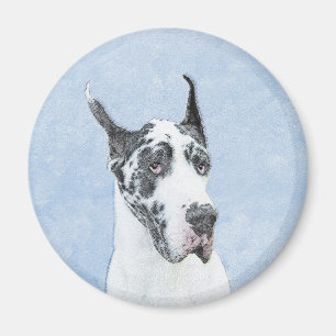 Aimant Peinture de Grand Danois (Arlequin) - Art de chien