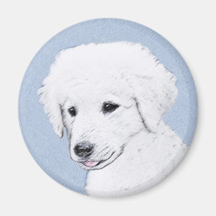 Aimant Peinture de Kuvasz - Art Original de Chien Mignon