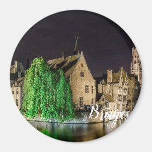 Aimant Peinture de la vieille ville de Bruges et tour du