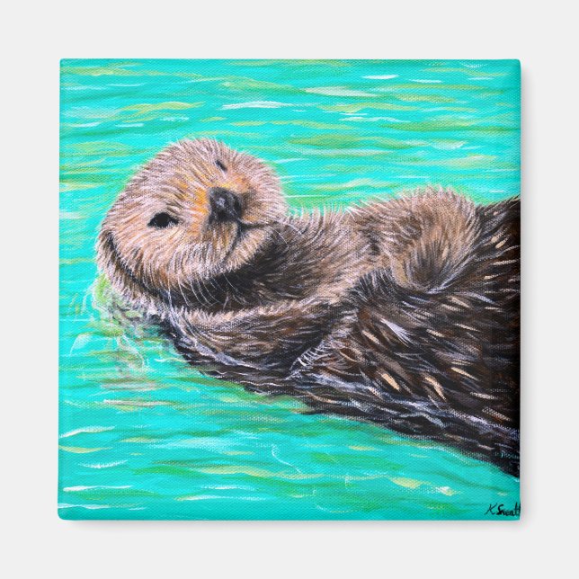 Aimant Peinture de loutre de mer (Devant)