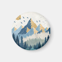 Peinture de montagnes avec des oiseaux en vol