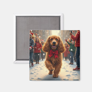Aimant Peinture de Noël de la parade de Noël du Cocker Sp