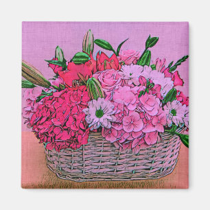 Aimant Peinture de panier à fleurs