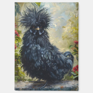 Aimant Peinture de poulet noir en Silkie