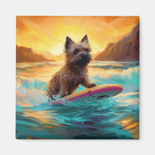 Aimant Peinture de surf de plage de Terrier Cairn