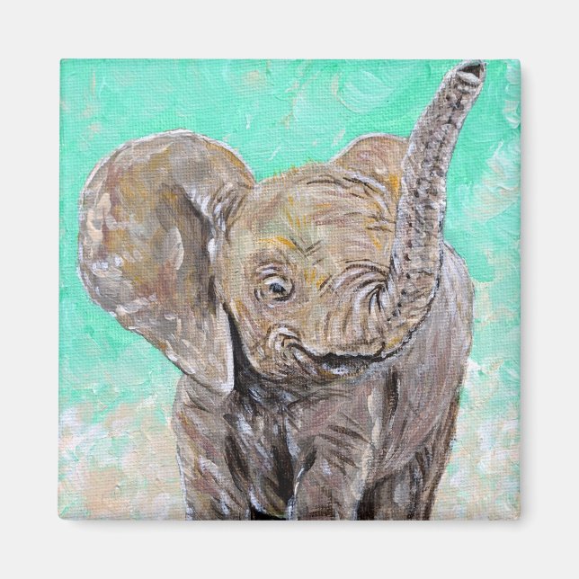 Aimant Peinture des éléphants de bébé (Devant)