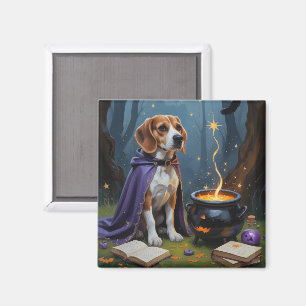 Aimant Peinture d'Halloween de chien beagle
