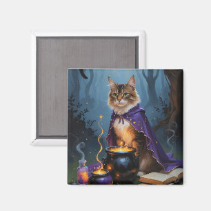 Aimant Peinture d'Halloween en chats abyssiniques