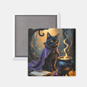 Aimant Peinture d'Halloween en chats noirs