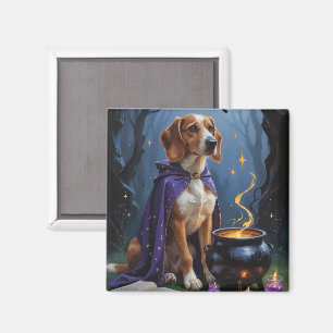 Aimant Peinture d'Halloween fantaisiste de chien Afghan H