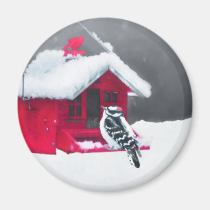 Aimant Peinture Downy Woodpecker - Art original pour oise