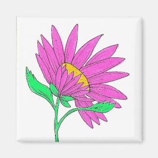 Aimant Peinture florale acrylique rose fantaisiste jolie