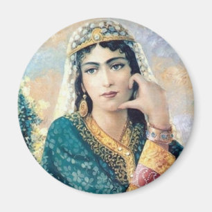 Aimant Peinture folklorique de femme persane en détail