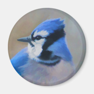 Aimant Peinture Jay Bleu - Art Oiseau Original