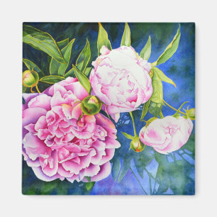 Aimant Peinture rose blanc   romantique floral