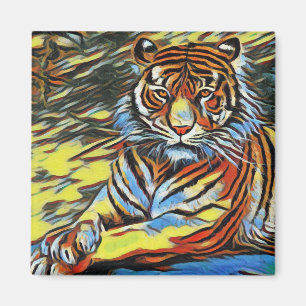 Aimant Peinture Tigre colorée