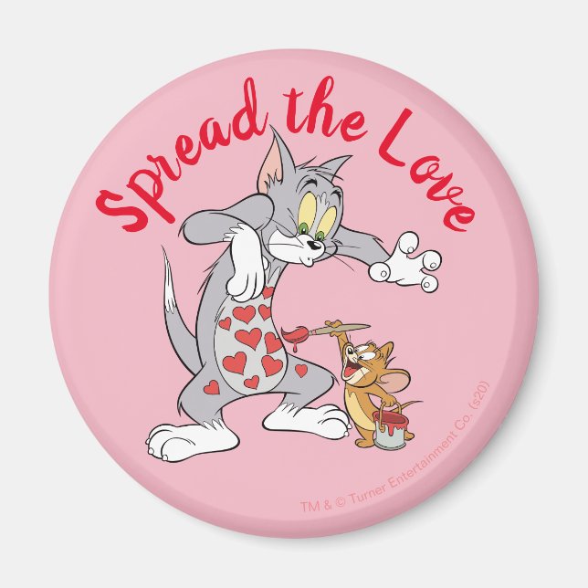 Aimant Peinture Tom & Jerry Coeurs de Saint-Valentin (Devant)