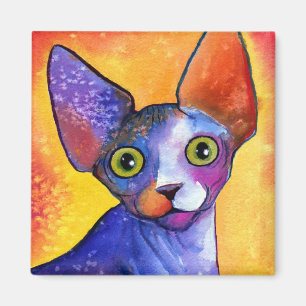 Aimant Peinture vibrante du chat 3 de sphynx
