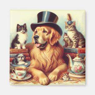 Aimant Peinture Vintage de chien mignonne