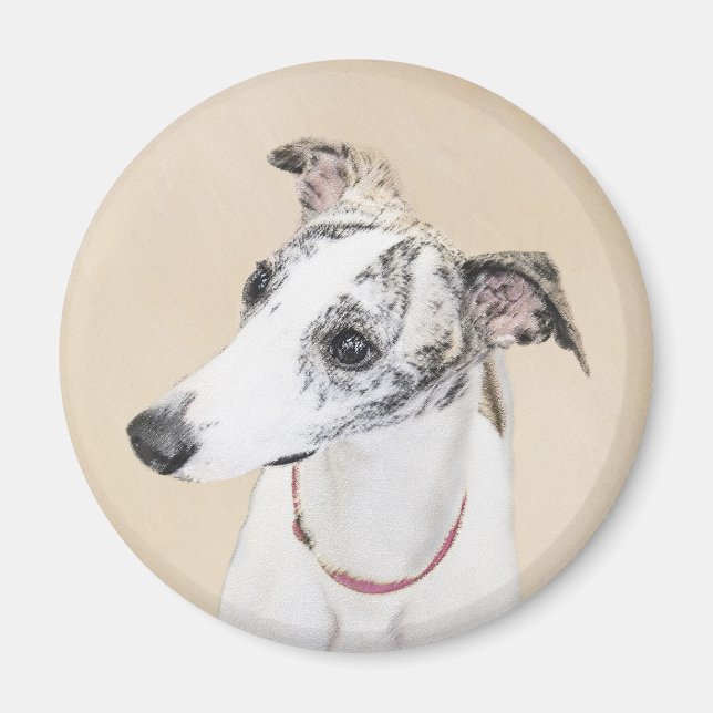 Aimant Peinture Whippet - Jolie art original chien (Devant)