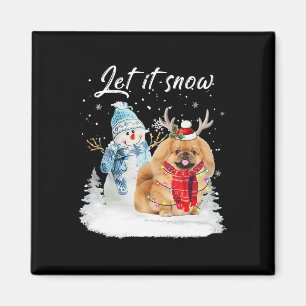 Aimant Pekingese Père Noël Chien Noël Snowman Xmas Pyjama