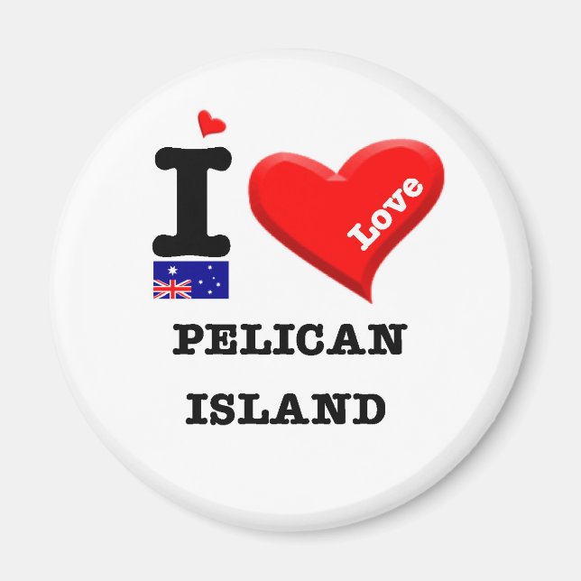Aimant PELICAN ISLAND - I Love (Devant)
