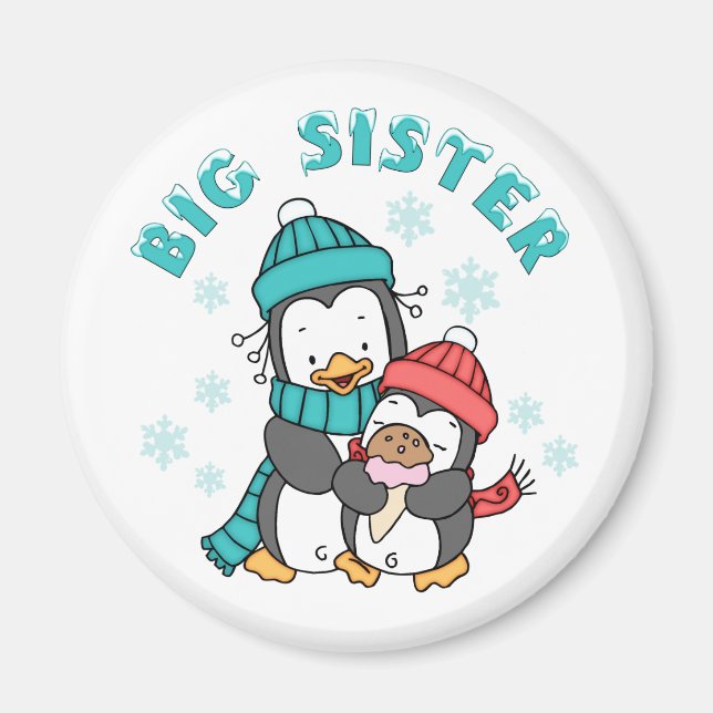 Aimant Penguin Winter Big Sister (Devant)