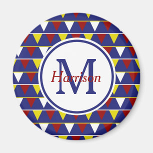 Aimant Pennants nautiques sur Monogramme bleu