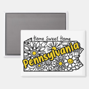 Aimant Pennsylvanie Doodle Flowers