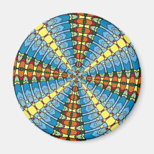 Aimant Pennsylvanie Dutch Hex Sign Spring Green and Blue