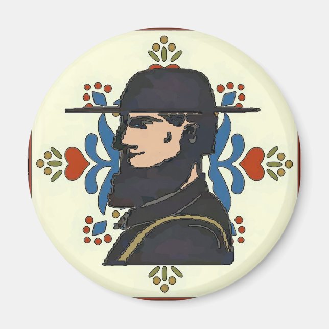 Aimant Pennsylvanie Néerlandaise Hex Sign Head (Devant)