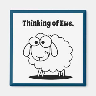 Aimant Penser à l'agneau d'Ewe Mouton mignon dessin