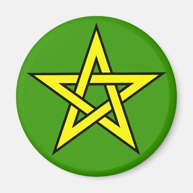 Aimant Pentagramme jaune sur vert (Devant)