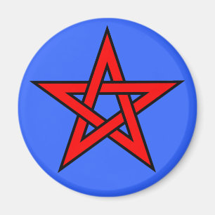 Aimant Pentagramme rouge sur bleu