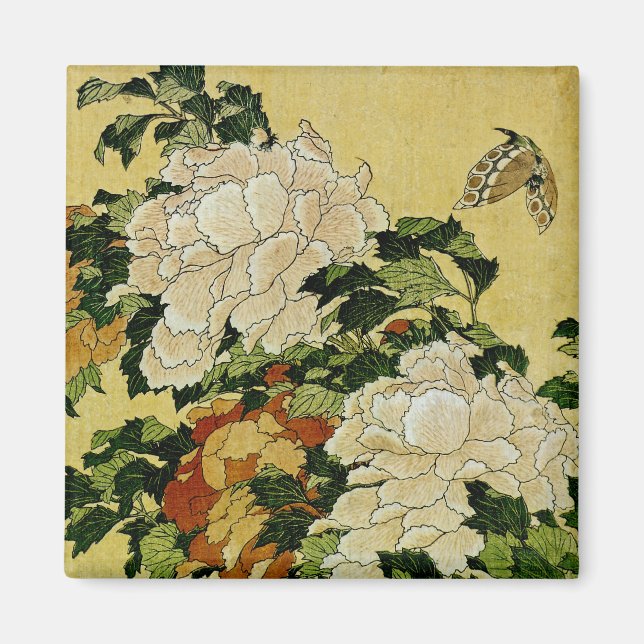 Aimant Peonies et papillon (Devant)