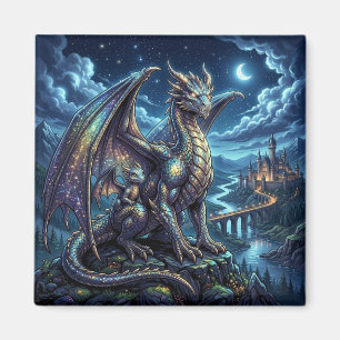 Aimant Père et Fils Dragons Célestes au Clair de Lune  