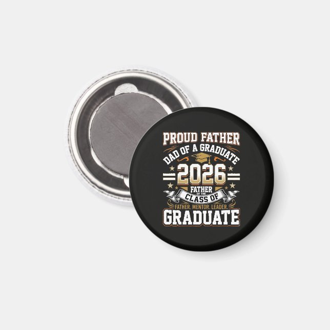 Aimant Père fier de la promotion 2026 diplômé (Recto/Verso)