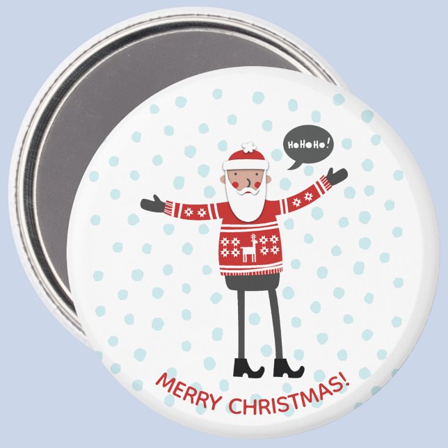 Aimant Père Noël (Fun Hipster Santa Christmas magnet with custom text)