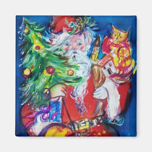 AIMANT PÈRE NOËL AVEC ARBRE DE NOËL ET CADEAUX (Devant)