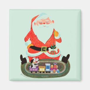 Aimant Père Noël avec le train