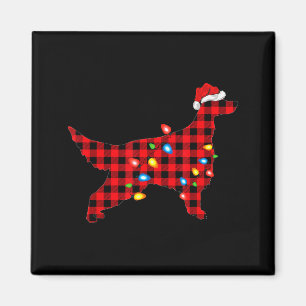 Aimant Père Noël carreaux rouge buffle Setter Irlandais C