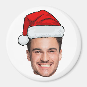 Aimant Père Noël Chapeau de Noël Photo de Visage Personna